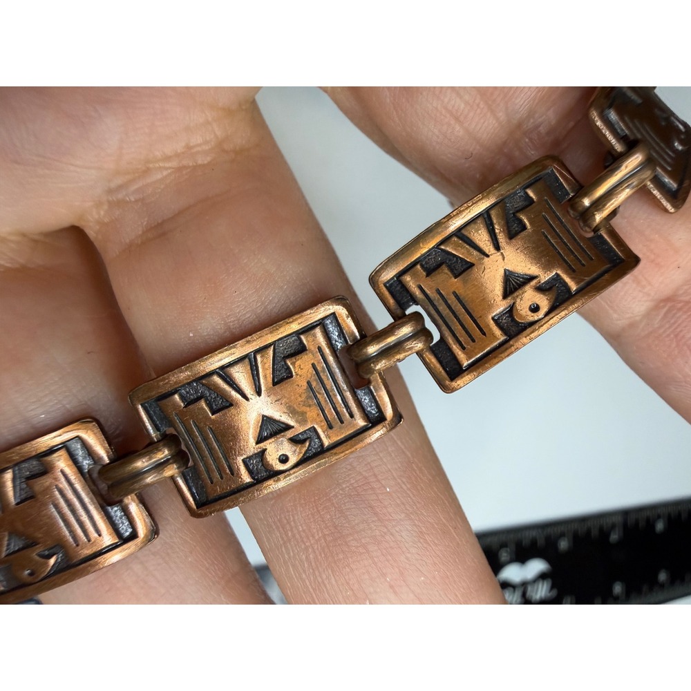 Bell Trading Post Vintage Copper Thunderbird Panel Bracelet Southwestern Boho